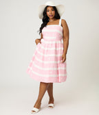Unique Vintage Plus Size Light Pink Shopper Sundress - Unique Vintage - Womens, DRESSES, SWING