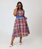 Unique Vintage Plus Size Madras Plaid Picnic Perfect Midi Dress - Unique Vintage - Womens, DRESSES, MIDI