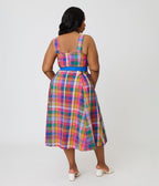Unique Vintage Plus Size Madras Plaid Picnic Perfect Midi Dress - Unique Vintage - Womens, DRESSES, MIDI