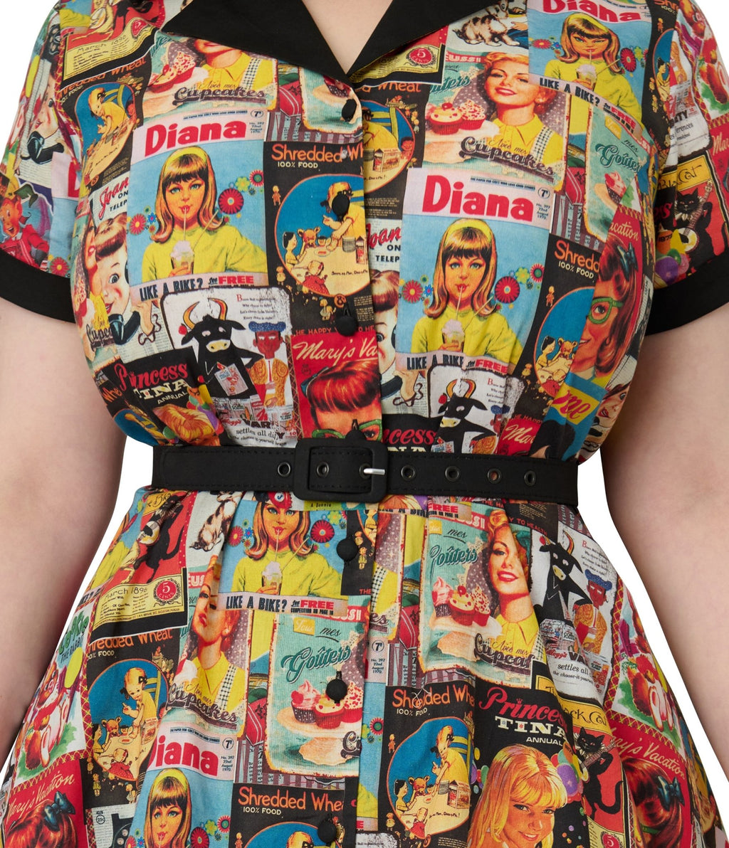 Unique Vintage Plus Size Magazine Print Alexis Swing Dress - Unique Vintage - Womens, DRESSES, SWING