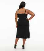 Unique Vintage Plus Size Midi Length Black Stretch Slip - Unique Vintage - Womens, ACCESSORIES, SLIPS