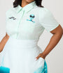 Unique Vintage Plus Size Mint Alien & UFO Collared Blouse