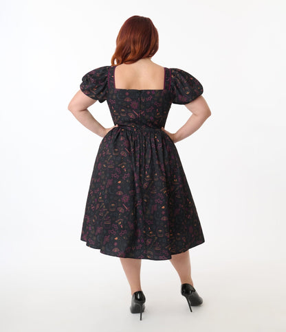 Unique Vintage Plus Size Mystical Icons Button Front Swing Dress - Unique Vintage - Womens, DRESSES, SWING