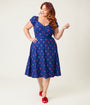 Unique Vintage Plus Size Navy & Cherries Ohara Swing Dress