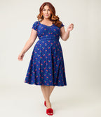 Unique Vintage Plus Size Navy & Cherries Ohara Swing Dress - Unique Vintage - Womens, DRESSES, SWING