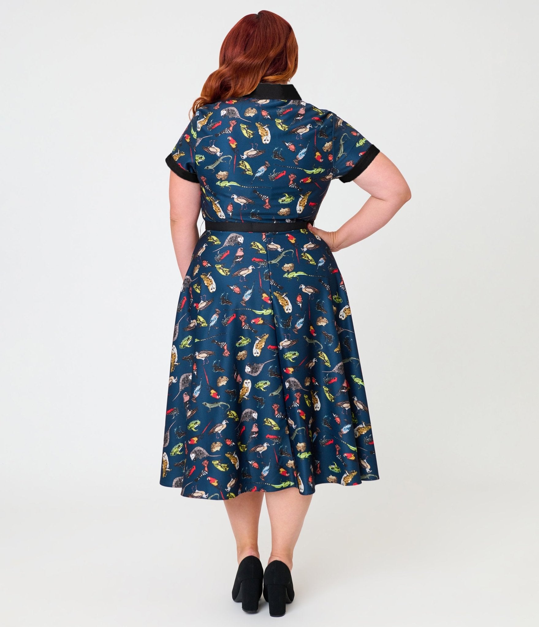 Unique Vintage Plus Size Navy Creatures Print Alexis Swing Dress - Unique Vintage - Womens, DRESSES, SWING