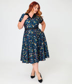 Unique Vintage Plus Size Navy Creatures Print Alexis Swing Dress - Unique Vintage - Womens, DRESSES, SWING