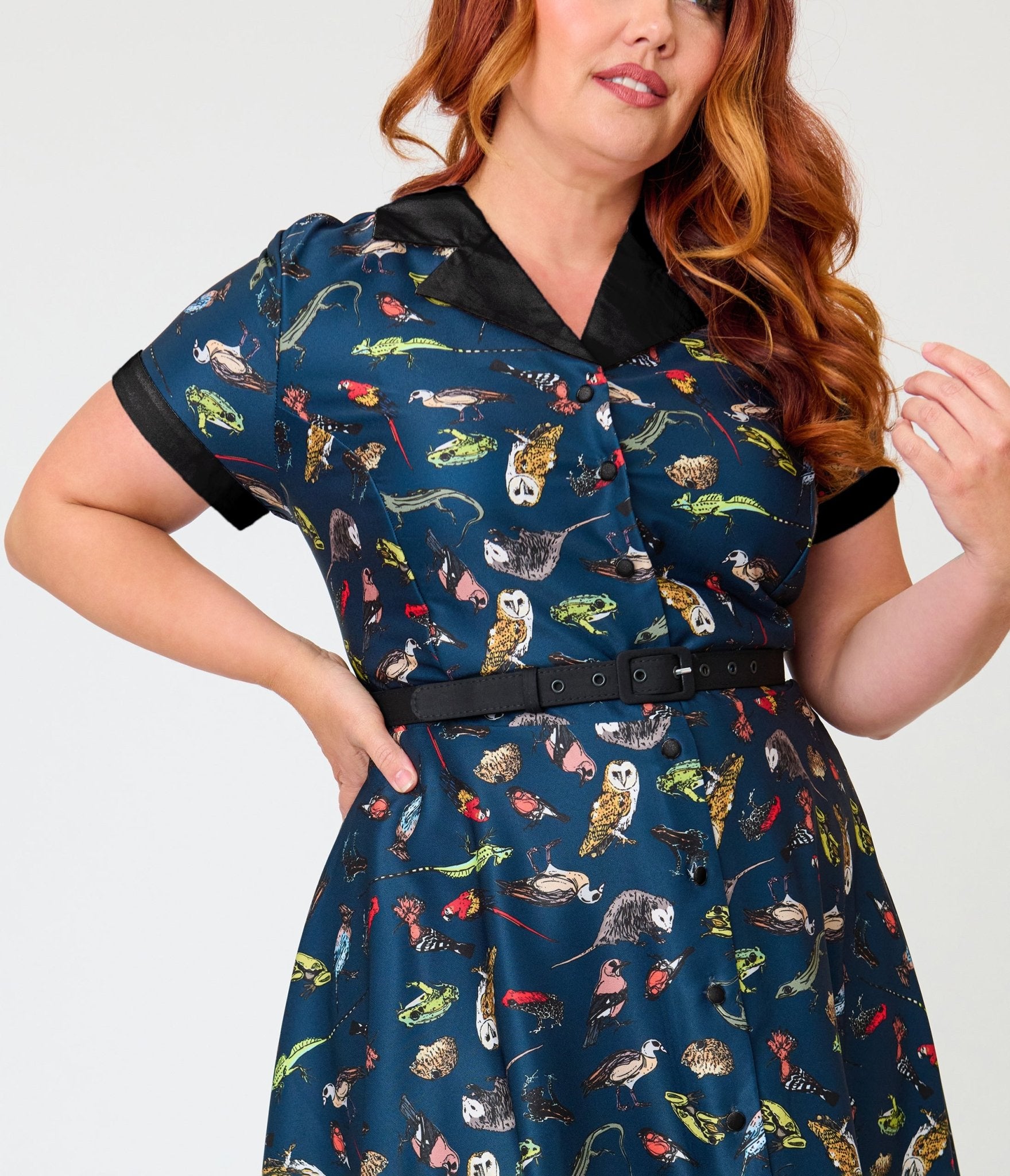 Unique Vintage Plus Size Navy Creatures Print Alexis Swing Dress - Unique Vintage - Womens, DRESSES, SWING