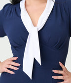 Unique Vintage Plus Size Navy Holloway Wiggle Dress - Unique Vintage - Womens, DRESSES, WIGGLE