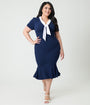 Unique Vintage Plus Size Navy Holloway Wiggle Dress