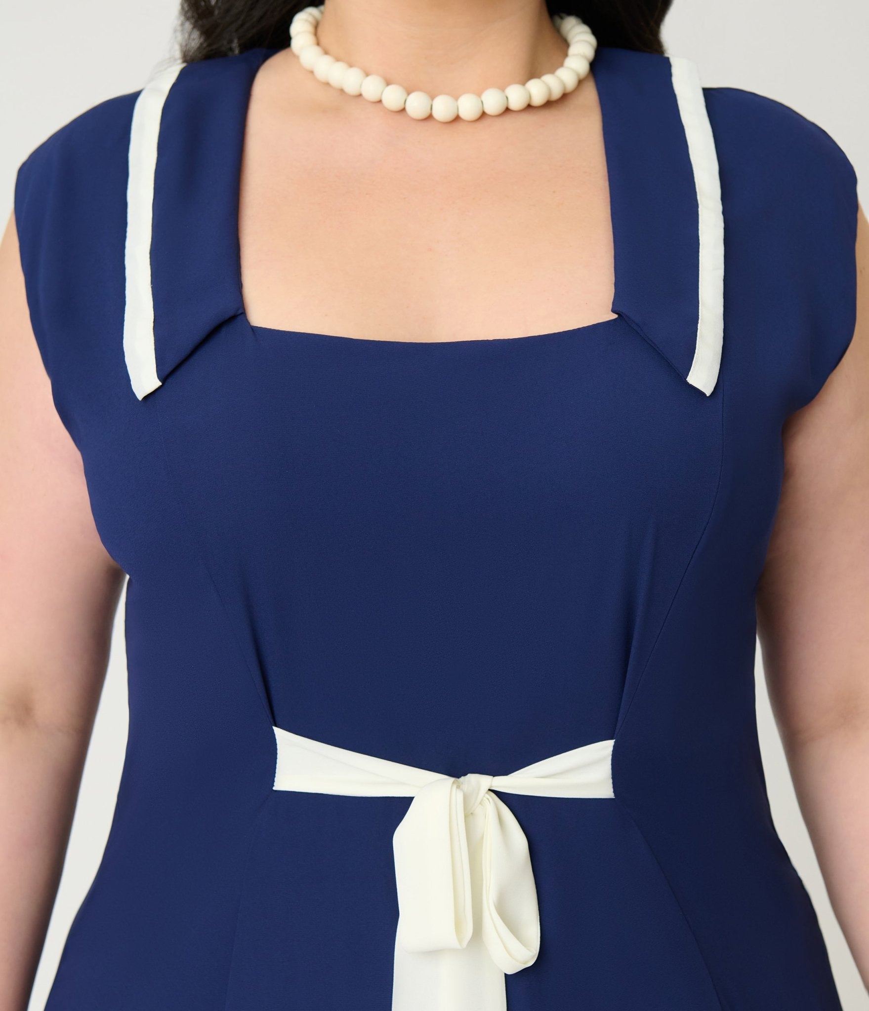 Unique Vintage Plus Size Navy Pleated Flapper Day Dress - Unique Vintage - Womens, FLAPPER, DRESSES