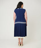 Unique Vintage Plus Size Navy Pleated Flapper Day Dress - Unique Vintage - Womens, FLAPPER, DRESSES