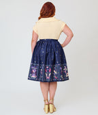 Unique Vintage Plus Size Navy Tarot Gellar Swing Skirt - Unique Vintage - Womens, BOTTOMS, SKIRTS