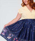 Unique Vintage Plus Size Navy Tarot Gellar Swing Skirt - Unique Vintage - Womens, BOTTOMS, SKIRTS