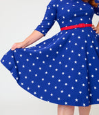 Unique Vintage Plus Size Navy & White Star Devon Swing Dress - Unique Vintage - Womens, DRESSES, SWING