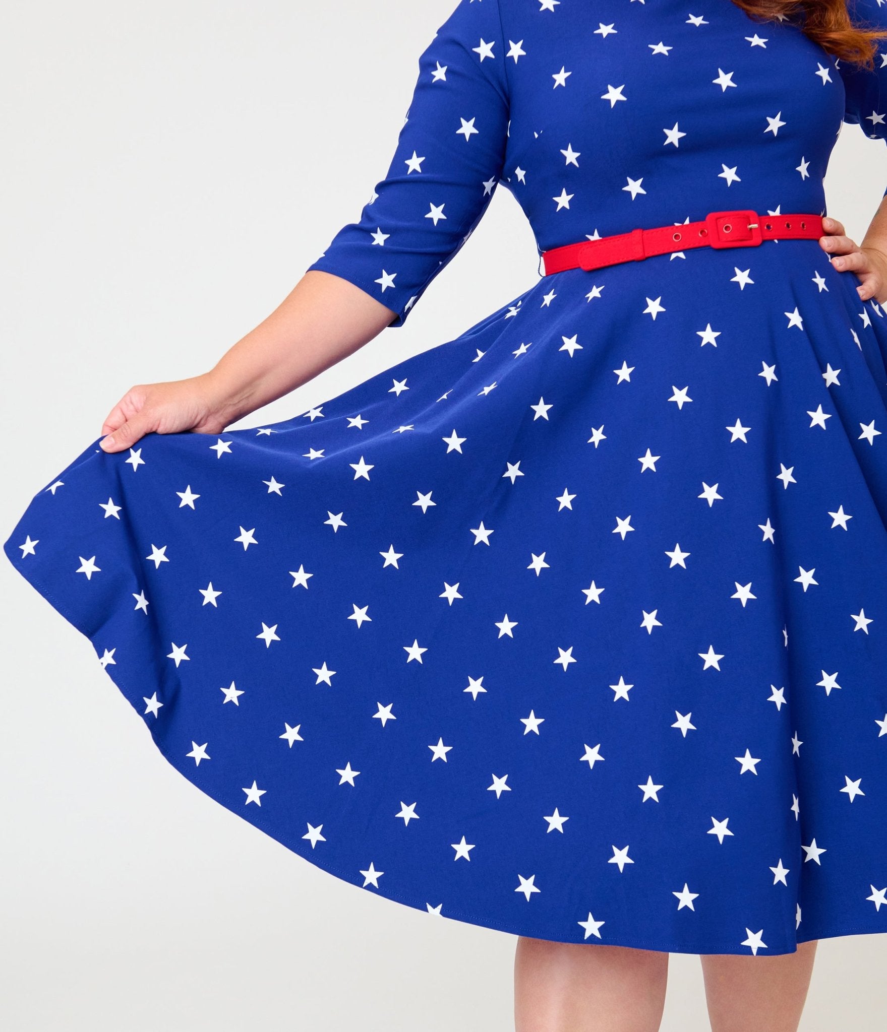 Unique Vintage Plus Size Navy & White Star Devon Swing Dress - Unique Vintage - Womens, DRESSES, SWING