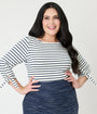 Unique Vintage Plus Size Navy & White Stripe Gracie Top