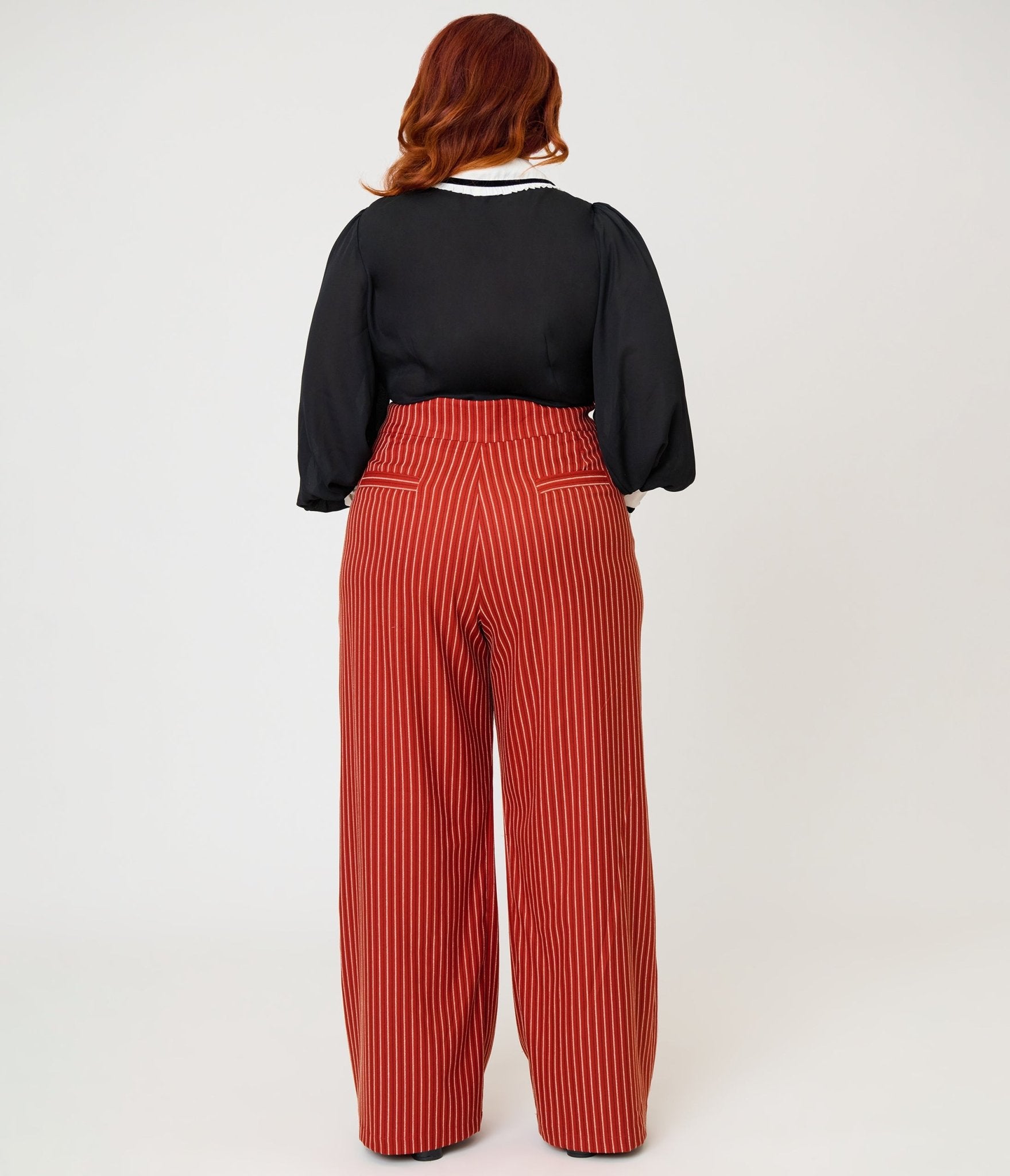 Unique Vintage Plus Size Orange Pinstripe Sailor Ginger Pants - Unique Vintage - Womens, BOTTOMS, PANTS