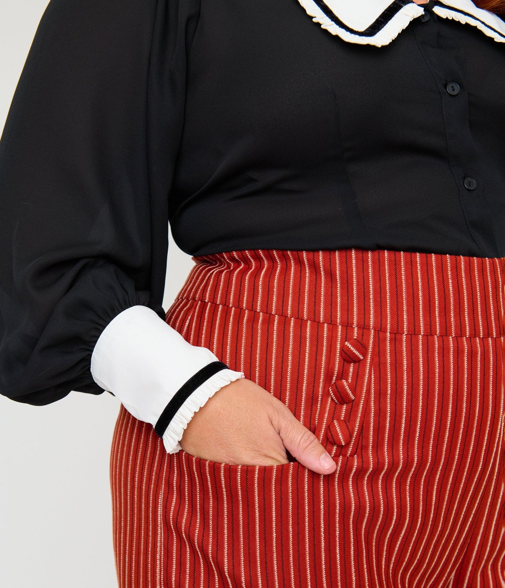 Unique Vintage Plus Size Orange Pinstripe Sailor Ginger Pants - Unique Vintage - Womens, BOTTOMS, PANTS