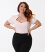 Unique Vintage Plus Size Pale Pink Pentagon Collar Knit Top