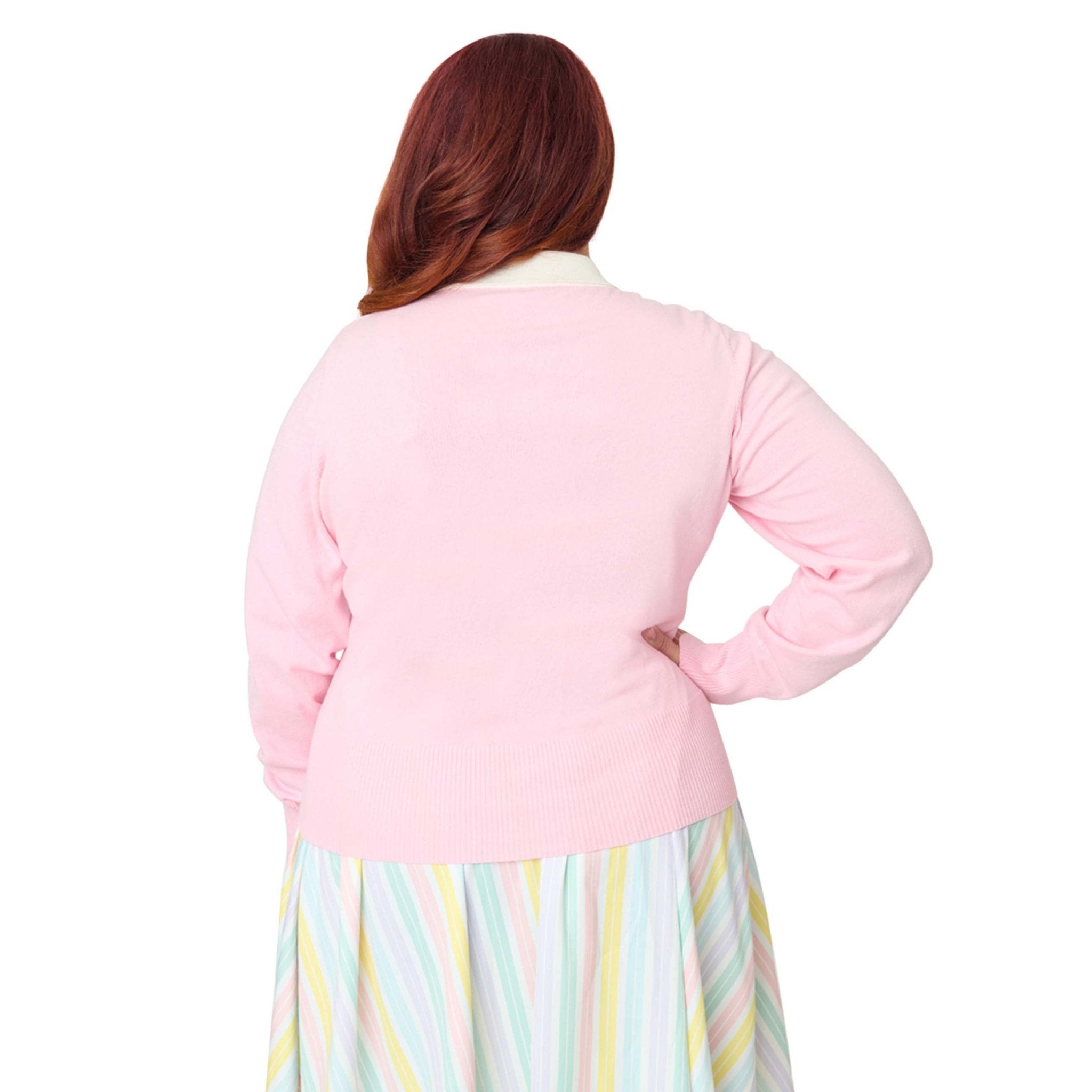 Unique Vintage Plus Size Pink Chick Embroidered Cardigan - Unique Vintage - Womens, TOPS, SWEATERS
