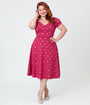 Unique Vintage Plus Size Pink Heart Ohara Swing Dress