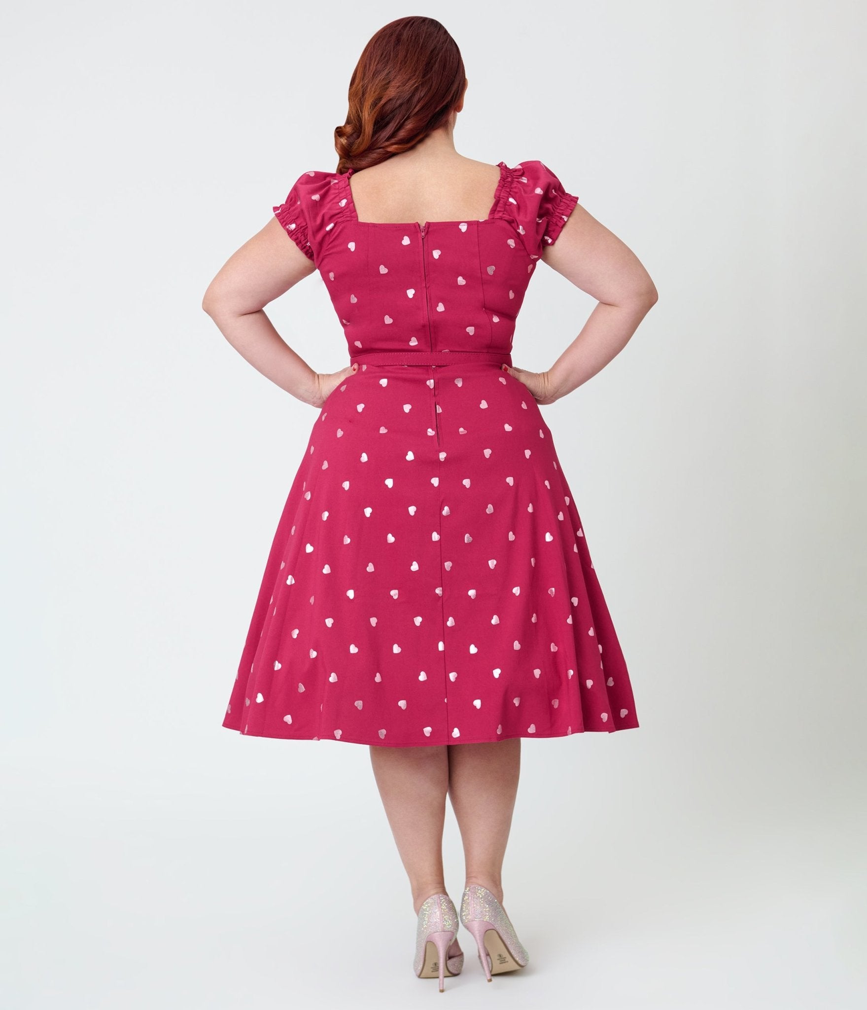 Unique Vintage Plus Size Pink Heart Ohara Swing Dress - Unique Vintage - Womens, DRESSES, SWING