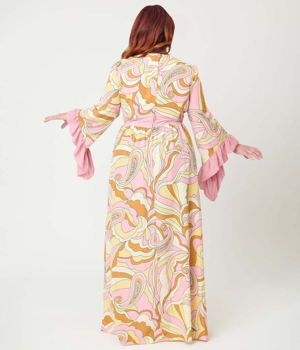 Unique Vintage Plus Size Pink Paisley Maxi Dress - Unique Vintage - Womens, DRESSES, MAXI