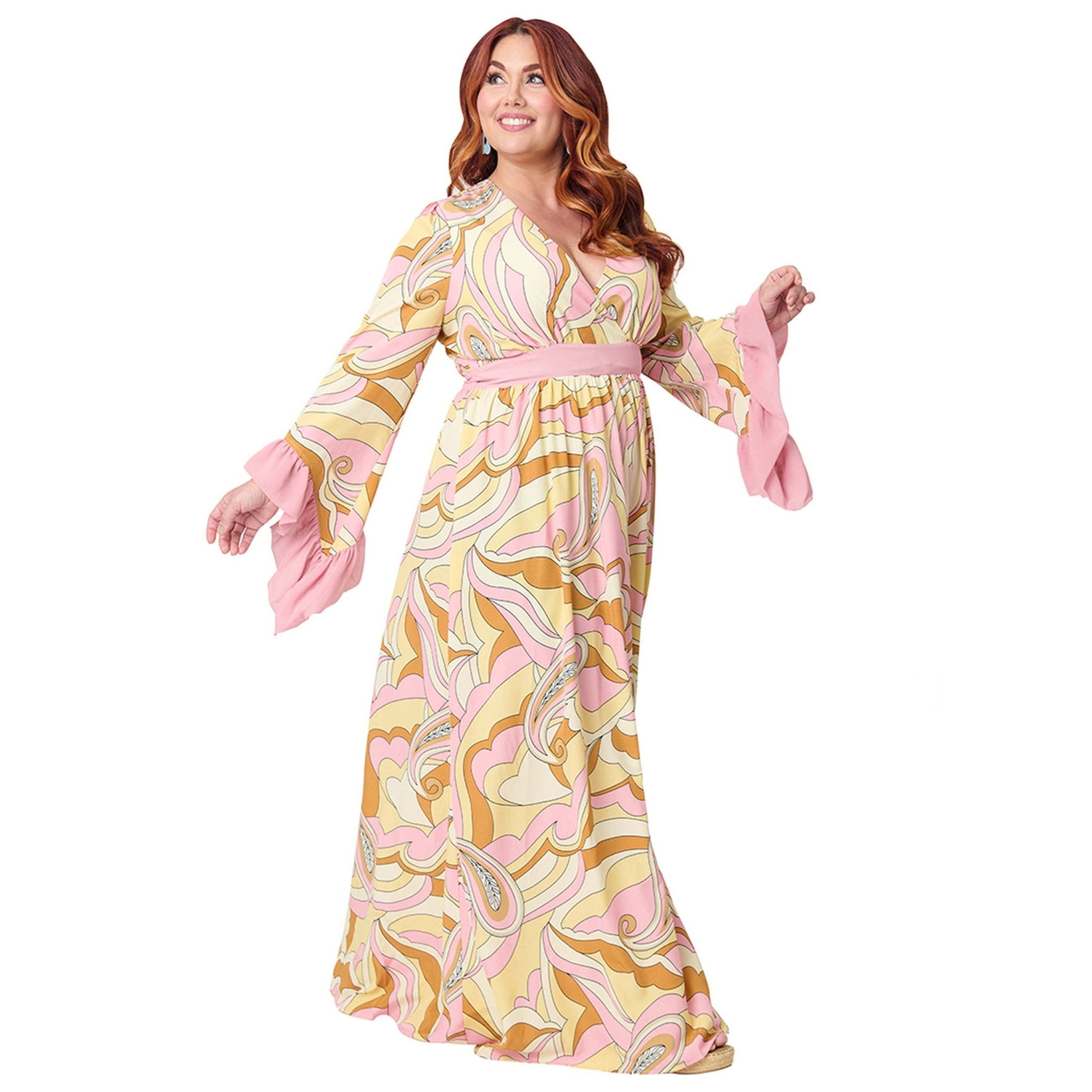 Unique Vintage Plus Size Pink Paisley Maxi Dress - Unique Vintage - Womens, DRESSES, MAXI