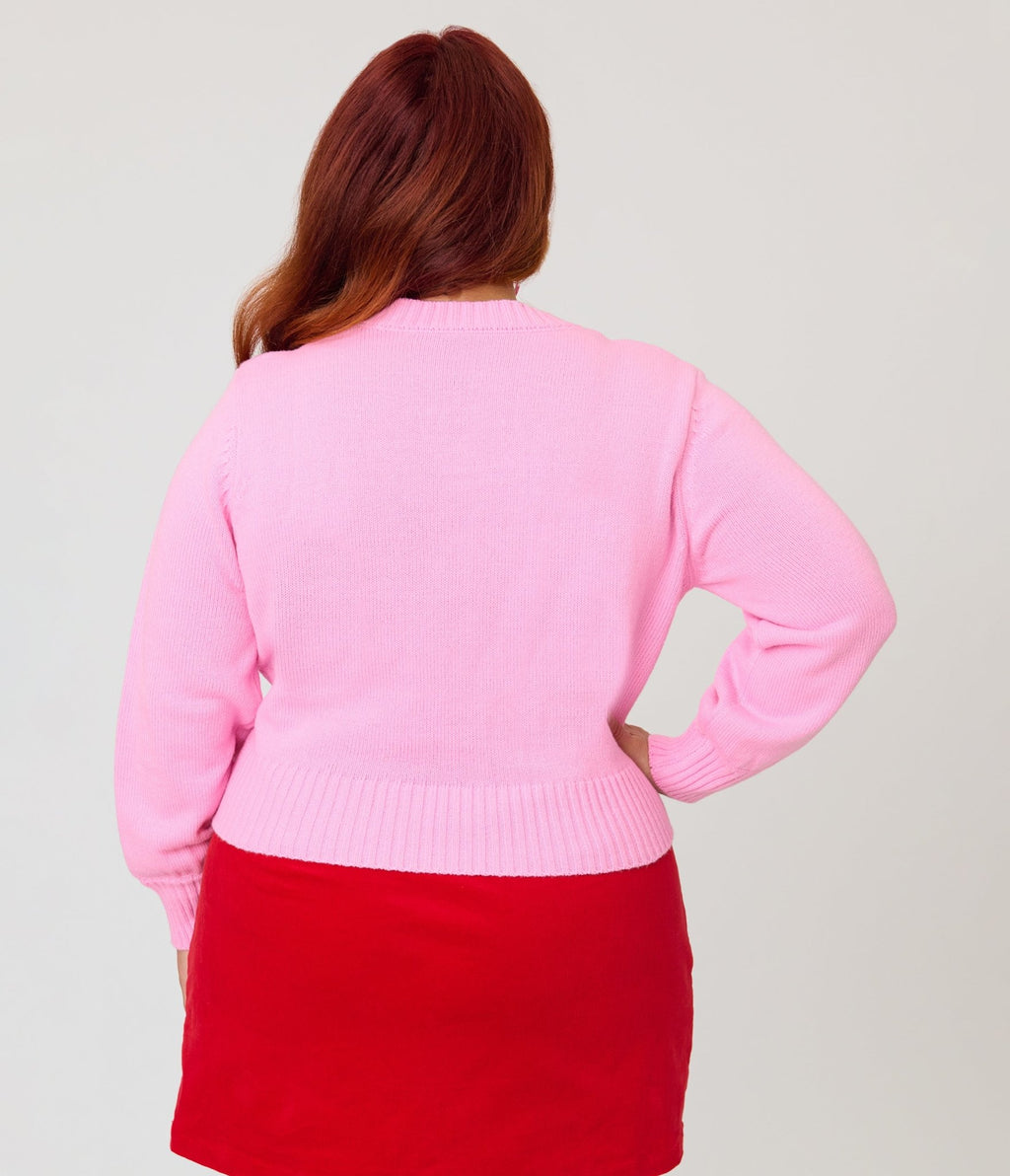 Unique Vintage Plus Size Pink Rainbow Cropped Cardigan - Unique Vintage - Womens, TOPS, SWEATERS