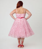 Unique Vintage Plus Size Pink & Red Glitter Heart Tulle Cupcake Swing Dress - Unique Vintage - Womens, DRESSES, PROM AND SPECIAL OCCASION