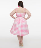 Unique Vintage Plus Size Pink & White Gingham Bobbie Swing Dress - Unique Vintage - Womens, DRESSES, SWING