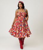 Unique Vintage Plus Size Pinup Cowgirl Print Sleeveless Swing Dress - Unique Vintage - Womens, DRESSES, SWING
