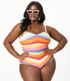 Unique Vintage Plus Size Pride Stripe Barbara One Piece Swimsuit - Unique Vintage - Womens, SWIM, 1 PC