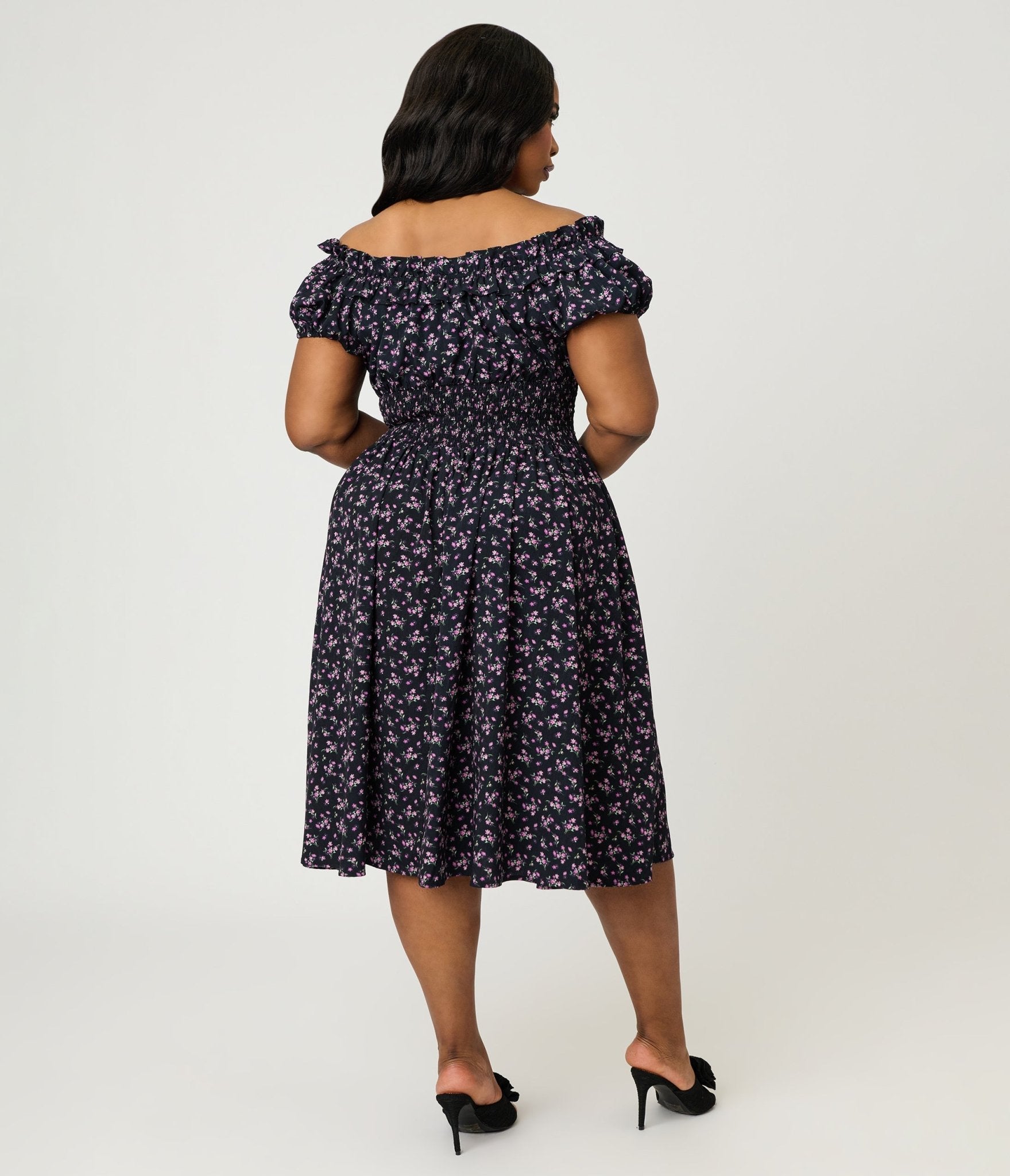plus size purple midi dress Plus Size Midi Dress 3/4 Sleeve Crew Neck