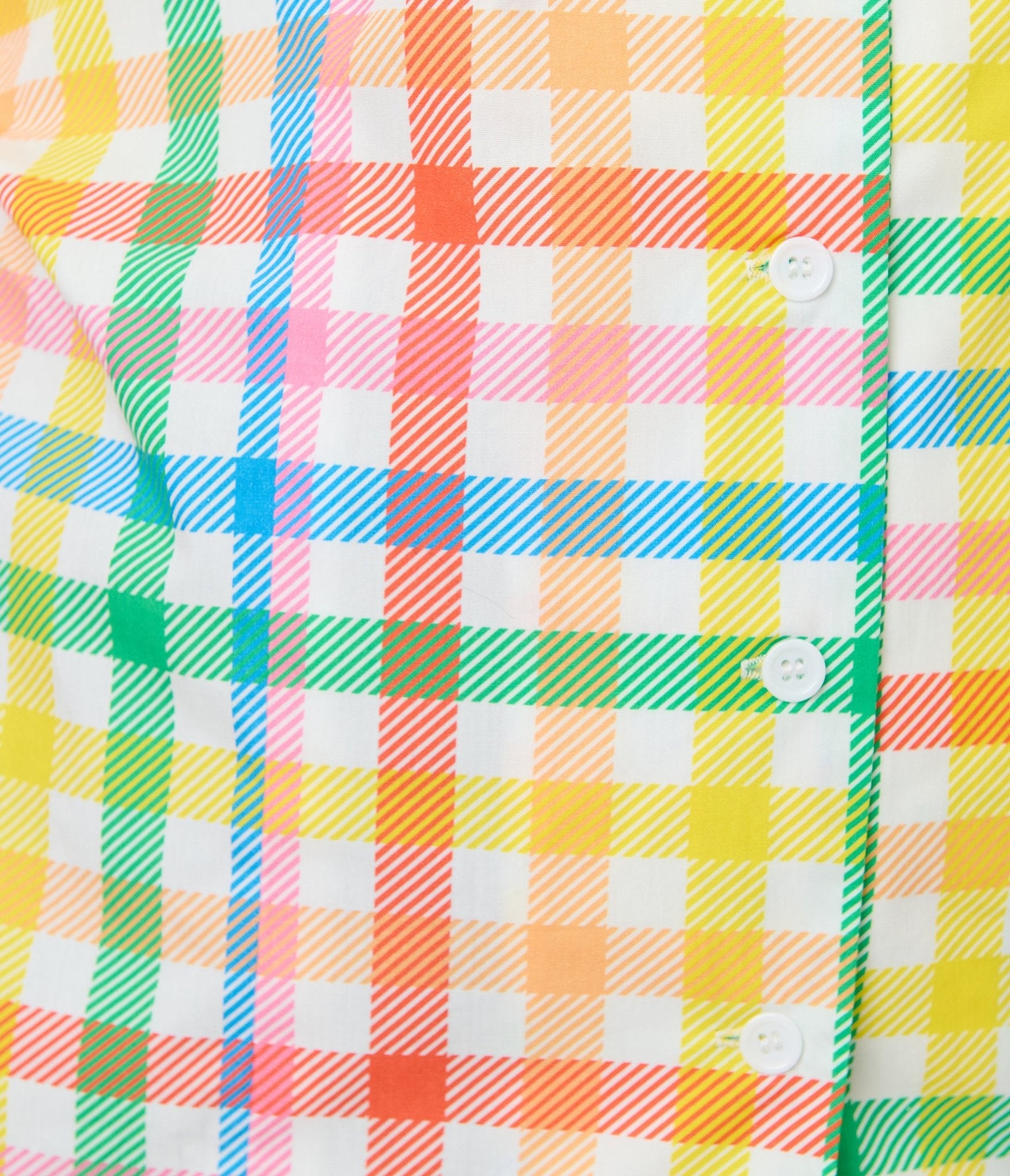 Unique Vintage Plus Size Rainbow Gingham Notched Collar Cotton Blouse - Unique Vintage - Womens, TOPS, WOVEN TOPS