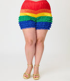 Unique Vintage Plus Size Rainbow Multi Layered High Waisted Bloomers - Unique Vintage - Womens, ACCESSORIES, LINGERIE