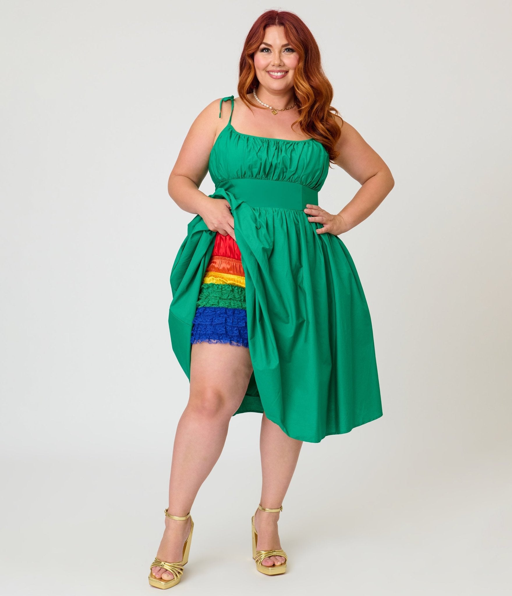 Unique Vintage Plus Size Rainbow Multi Layered High Waisted Bloomers - Unique Vintage - Womens, ACCESSORIES, LINGERIE