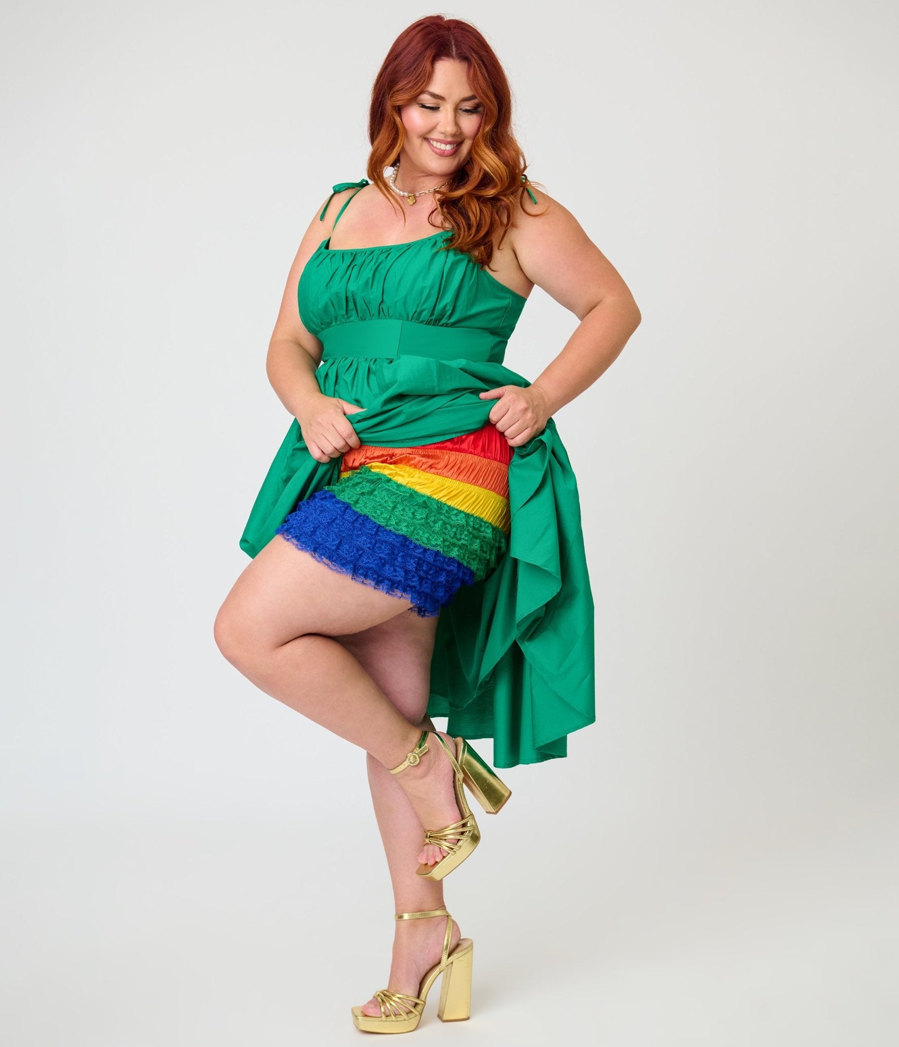 Unique Vintage Plus Size Rainbow Multi Layered High Waisted Bloomers - Unique Vintage - Womens, ACCESSORIES, LINGERIE