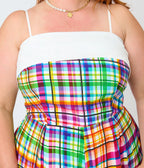 Unique Vintage Plus Size Rainbow Plaid Nancy Romper - Unique Vintage - Womens, BOTTOMS, ROMPERS AND JUMPSUITS