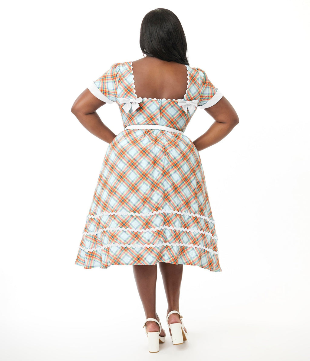 Unique Vintage Plus Size Rainbow Plaid Swing Dress - Unique Vintage - Womens, DRESSES, SWING