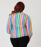 Unique Vintage Plus Size Rainbow Stripe Long Sleeve Gwen Blouse - Unique Vintage - Womens, TOPS, WOVEN TOPS