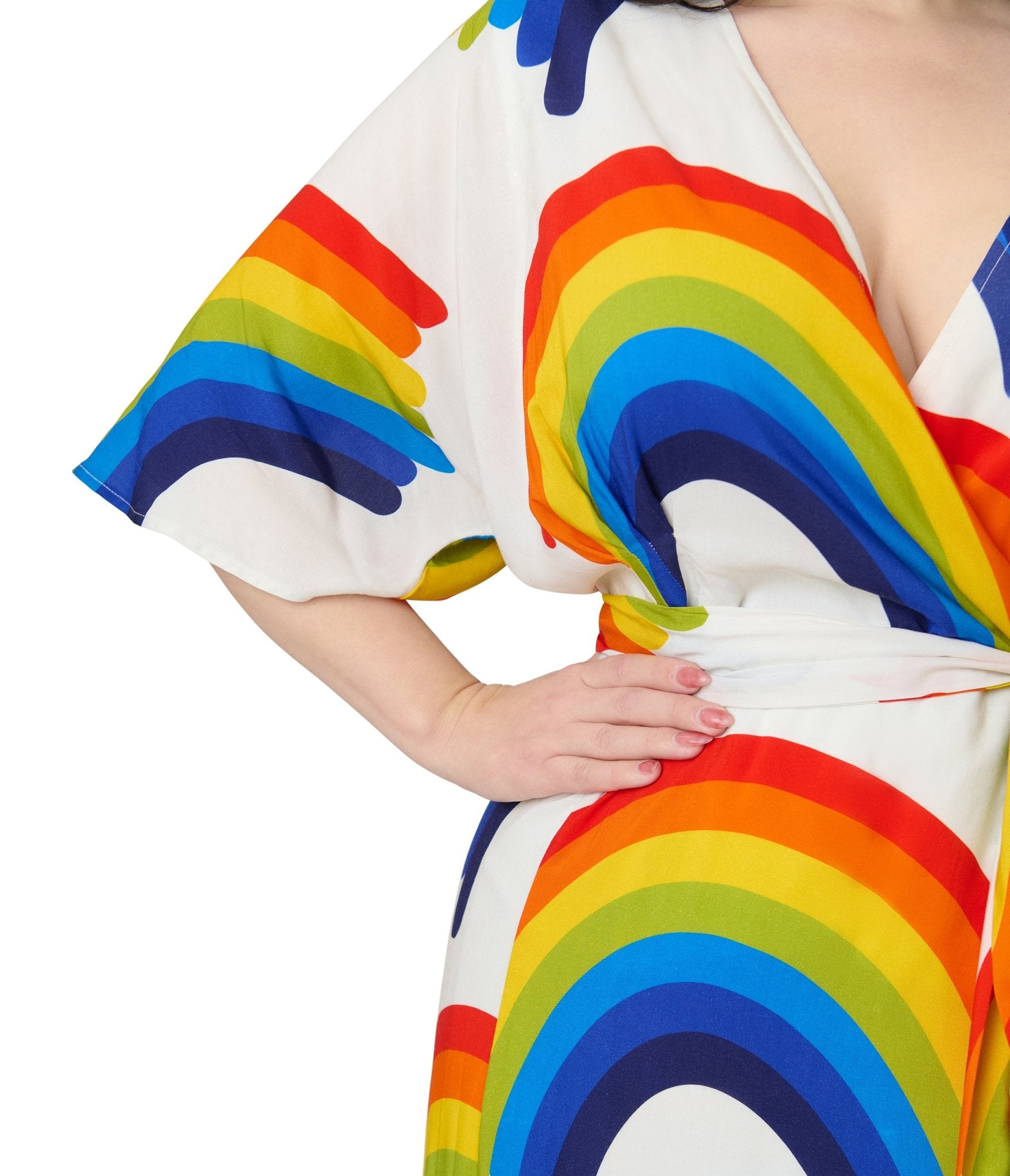Unique Vintage Plus Size Rainbow Wrap Midi Dress - Unique Vintage - Womens, DRESSES, MIDI