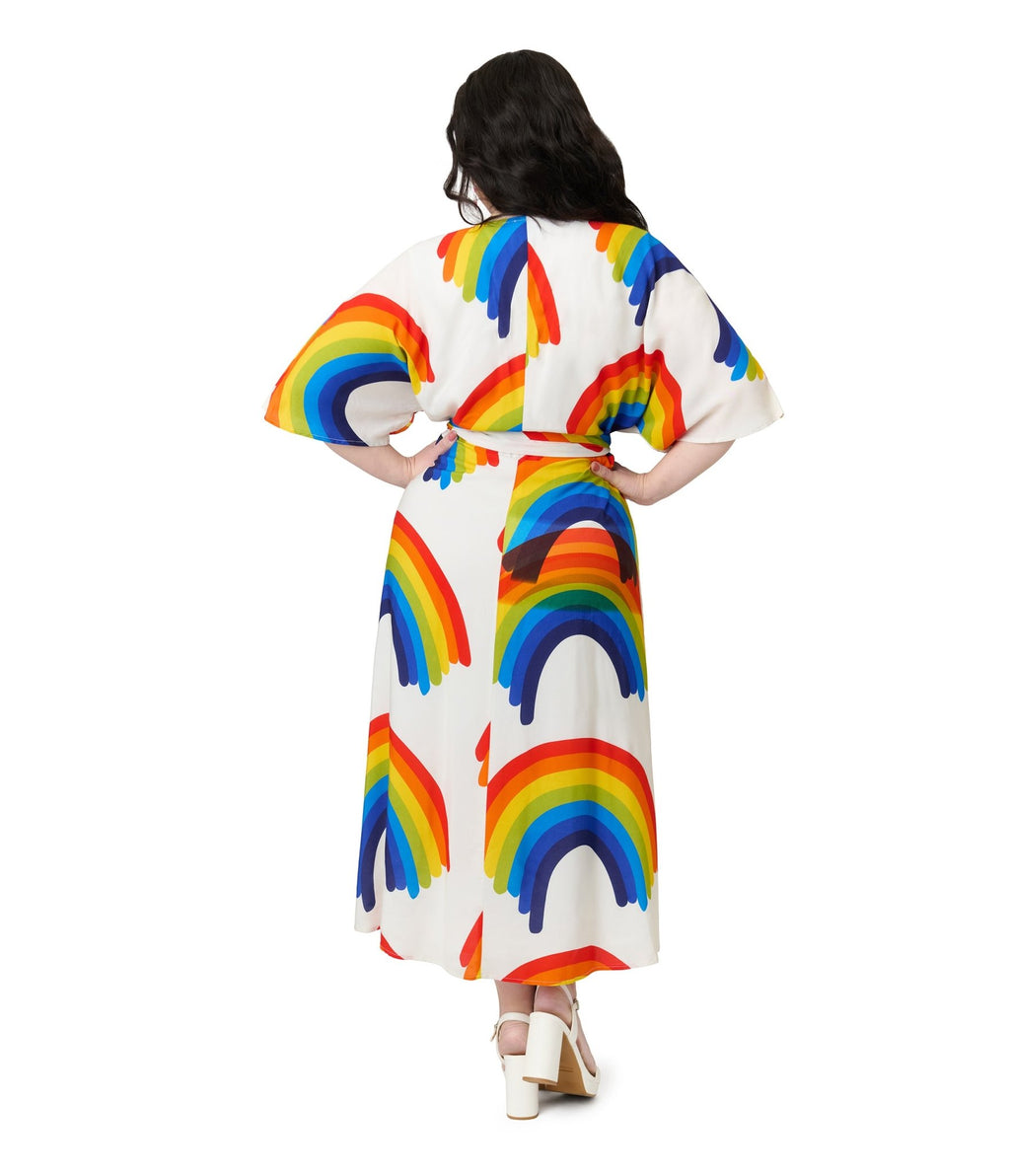 Unique Vintage Plus Size Rainbow Wrap Midi Dress - Unique Vintage - Womens, DRESSES, MIDI