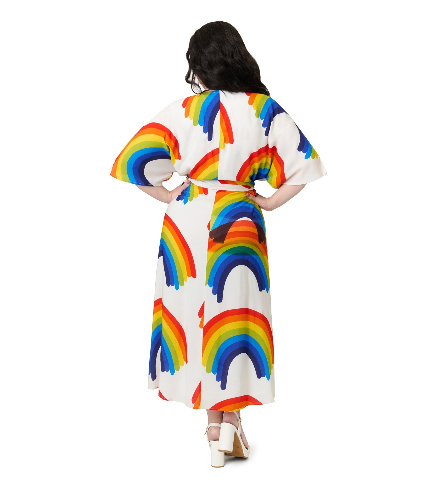 Unique Vintage Plus Size Rainbow Wrap Midi Dress - Unique Vintage - Womens, DRESSES, MIDI