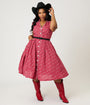 Unique Vintage Plus Size Red Bandana Cotton Shirt Swing Dress