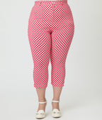 Unique Vintage Plus Size Red Gingham Rachelle Capri Pants - Unique Vintage - Womens, BOTTOMS, PANTS