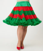 Unique Vintage Plus Size Red & Green Christmas Stripe Ruffled Petticoat Crinoline - Unique Vintage - Womens, ACCESSORIES, PETTICOATS
