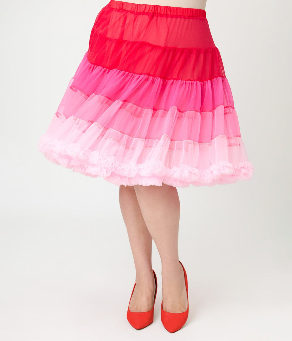 Unique Vintage Plus Size Red Ombre Tiered Petticoat - Unique Vintage - Womens, ACCESSORIES, PETTICOATS