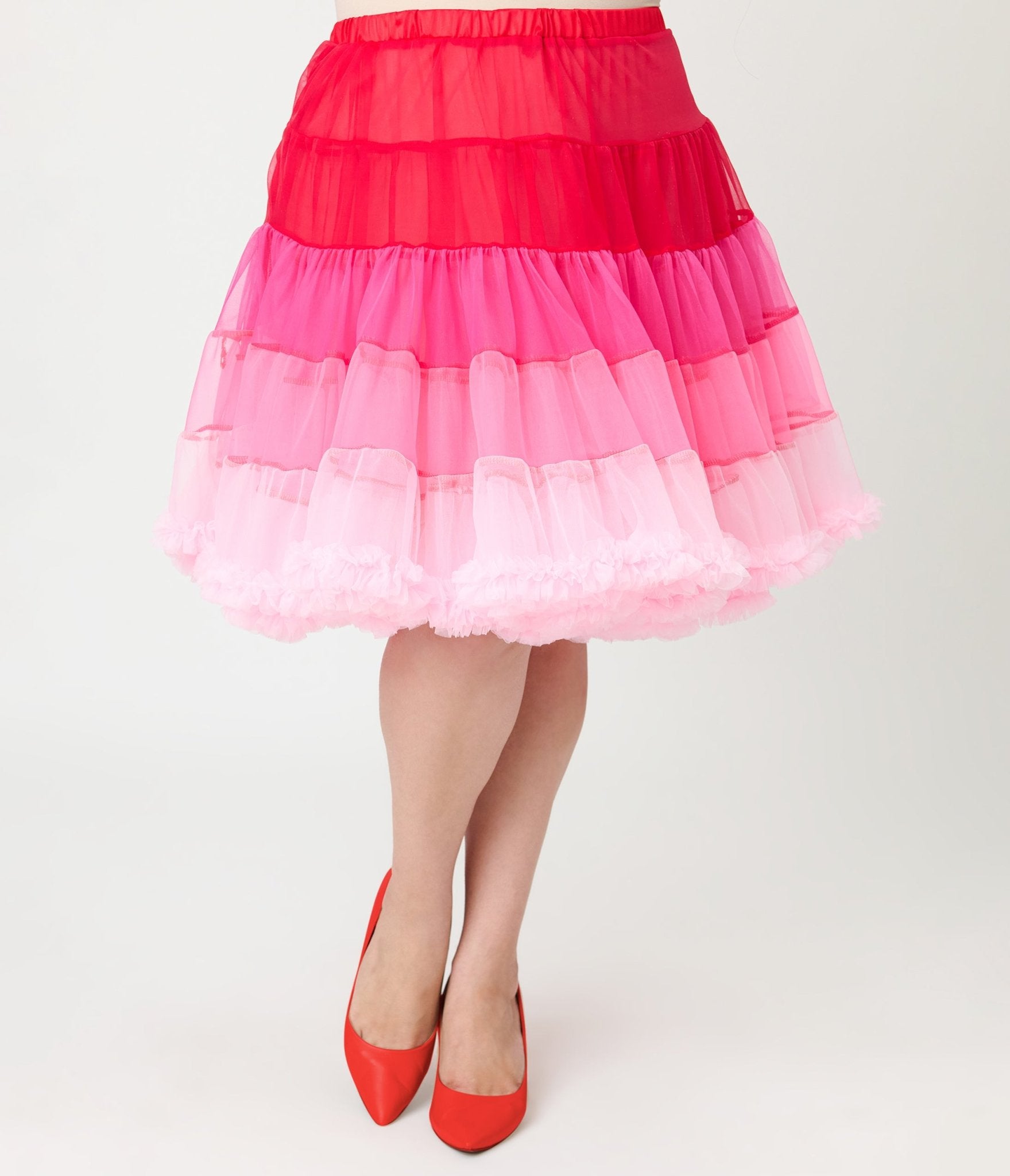 Unique Vintage Plus Size Red Ombre Tiered Petticoat - Unique Vintage - Womens, ACCESSORIES, PETTICOATS